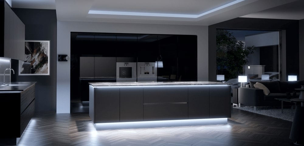 vanquish-strip-lights-narrow-min-min dark modern kitchen with lights